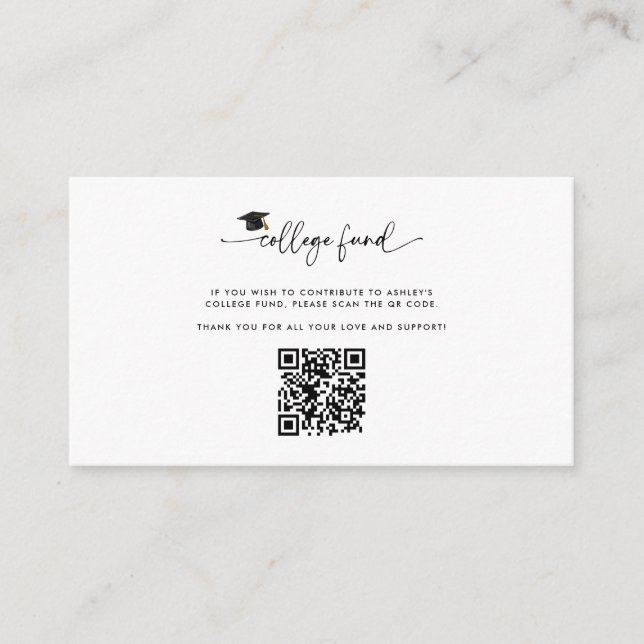 Photo College Fund QR Code Graduation Insert (Front)