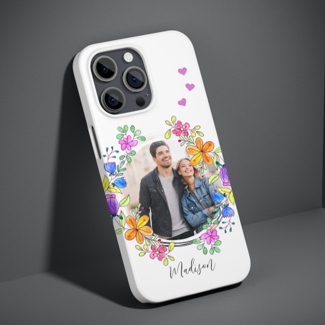 Photo Colorful Floral Simple Modern Personalized Case-Mate iPhone Case (Creator Uploaded)