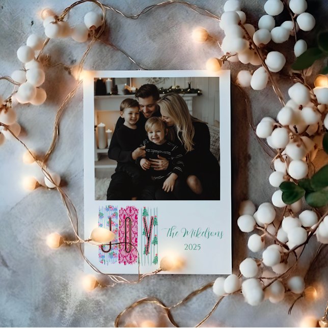 Photo Colorful Joy Christmas Holiday Card (Creator Uploaded)