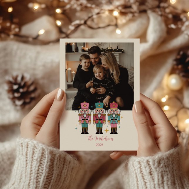 Photo Colorful Nutcracker Christmas Holiday Card (Creator Uploaded)