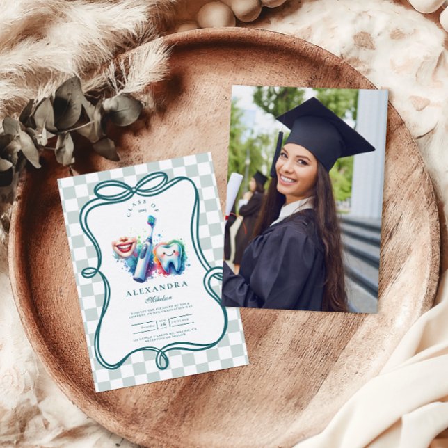 Photo Colorful Watercolor Dentist Graduation  Invitation (Creator Uploaded)