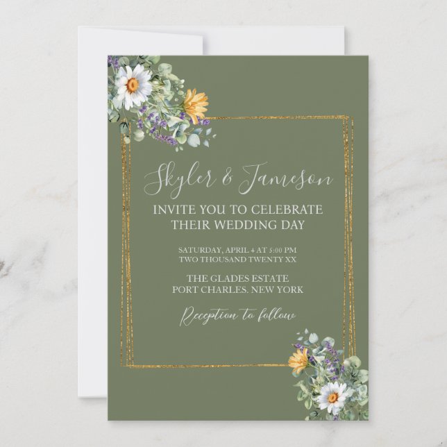 Photo Colorful Wildflower QR Code Wedding Invitation (Front)