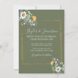 Photo Colorful Wildflower QR Code Wedding Invitation