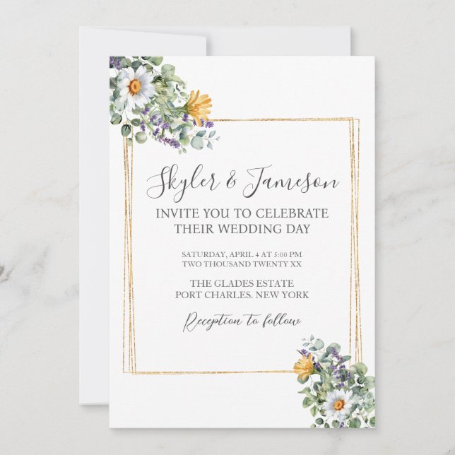 Photo Colorful Wildflower QR Code Wedding Invitation (Front)