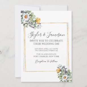 Photo Colorful Wildflower QR Code Wedding Invitation