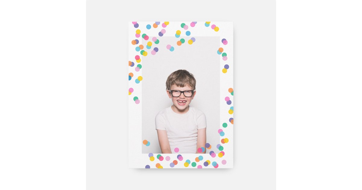 Photo Confetti Kids Birthday Party Invitation | Zazzle