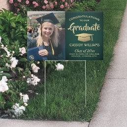 Photo Congrats Green and Gold Graduation Yard Sign