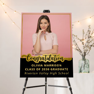 Photo Congratulations Black & Gold Graduation Foam Board