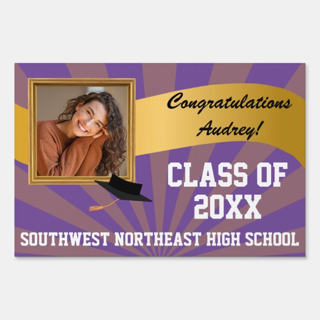 Photo Congratulations Black & Gold Graduation Sign (Front)