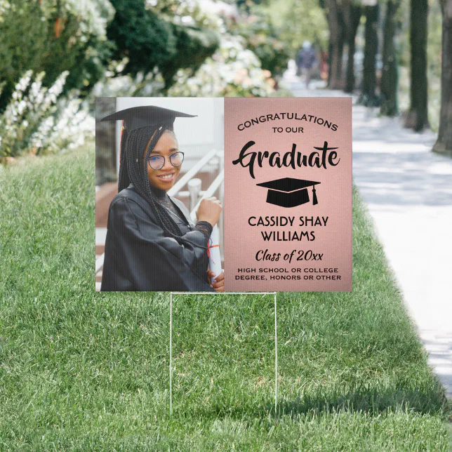 Photo Congratulations Black & Gold Graduation Yard Sign | Zazzle