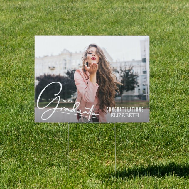 Photo Congratulations Graduate Black Yard Sign (Insitu)