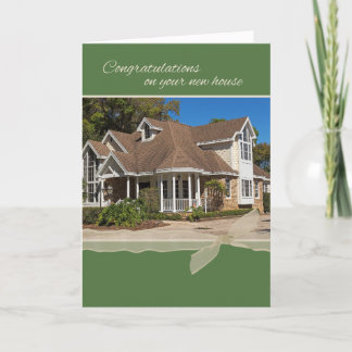 Photo Congratulations on New Home, Green, Ribbon Card