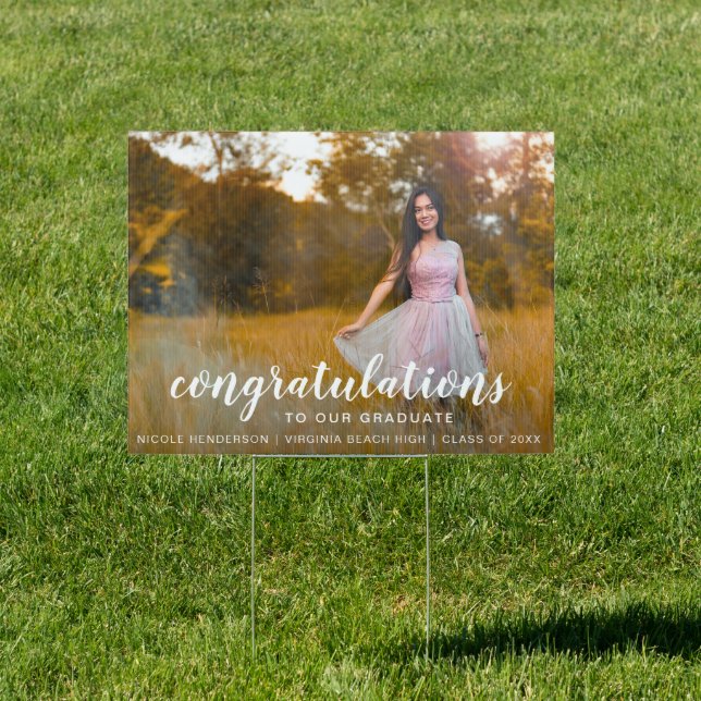 Photo Congratulations White Handwriting Graduation Sign (Insitu)