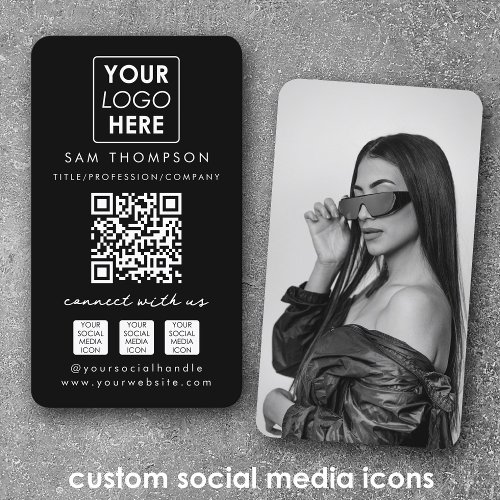 Photo Connect with Us Social Media QR Code Logo Business Card