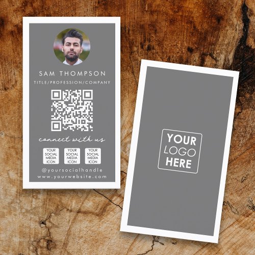 Photo Connect with Us Social Media QR Code Logo  Business Card