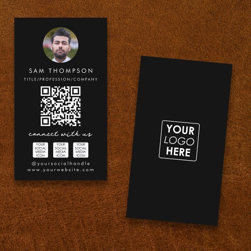 Photo Connect with Us Social Media QR Code Logo  Business Card