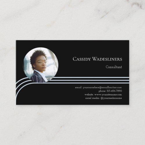 Photo Consultant Light Blue Black Business Card