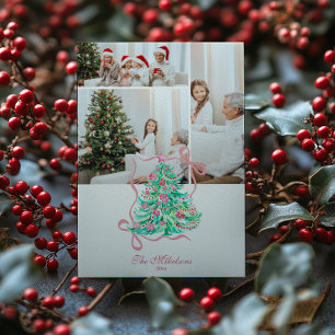 Photo Coquette Pink Bow Christmas Holiday Card