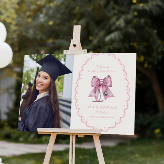  Photo Coquette Pink Bow Nursing School Graduate Foam Board (Creator Uploaded)