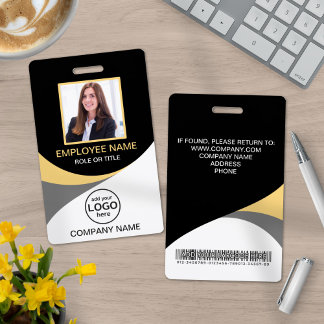 Photo Corporate Employee Barcode Black Yellow Badge