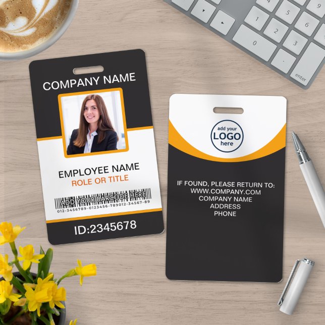 Photo Corporate Employee Barcode Gray Yellow Badge (Creator Uploaded)