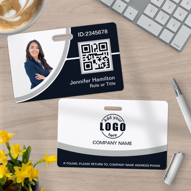 Photo Corporate Employee Name QR Code Gray Badge (Creator Uploaded)
