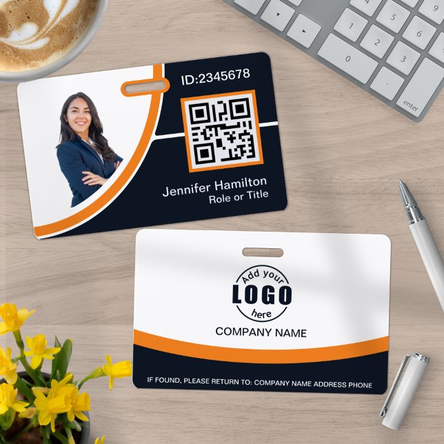 Photo Corporate Employee Name QR Code Orange Badge (Creator Uploaded)
