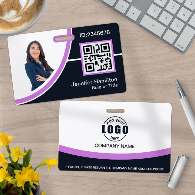 Photo Corporate Employee Name QR Code Purple Badge (Creator Uploaded)