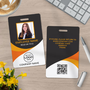 Photo Corporate Employee QR Code Orange Yellow Badge