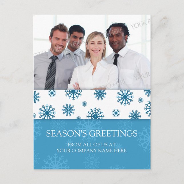 Photo Corporate Season's Greetings Postcards Blue (Front)