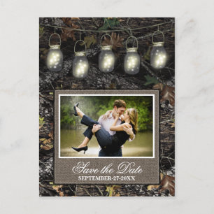 Photo Country Mason Jar Camo Save The Date Cards