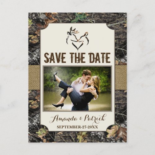 Photo Country Rustic Deer Camo Save The Date Cards