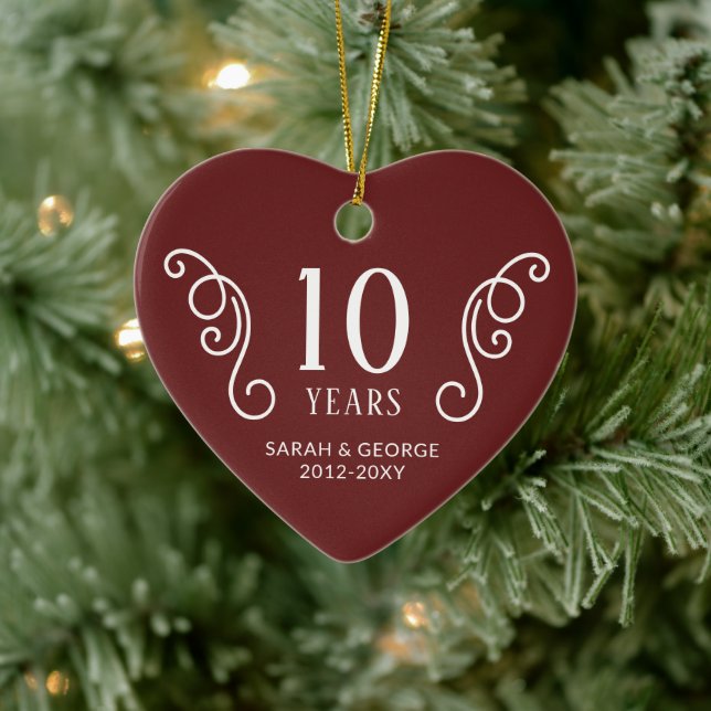 Photo Couple Anniversary Years Personalized   Ceramic Ornament (Tree)