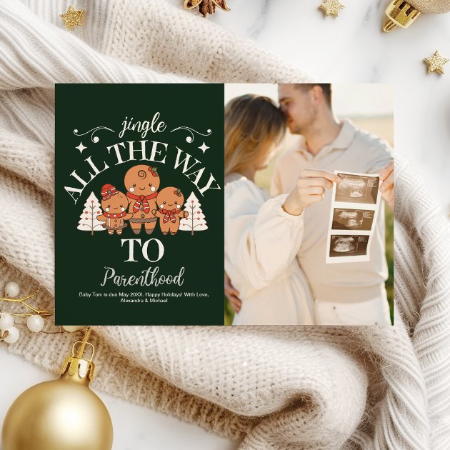 Pregnancy christmas card - Pink Dramatic personalized gifts for you Photo couple christmas pregnancy announcement