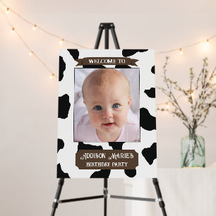 Photo Cow Print Frame Birthday Party Welcome Sign