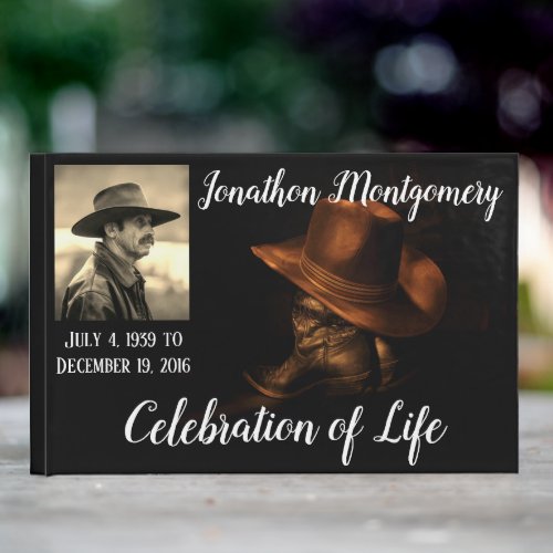 Photo Cowboy Hat and Boots Celebration of Life Guest Book