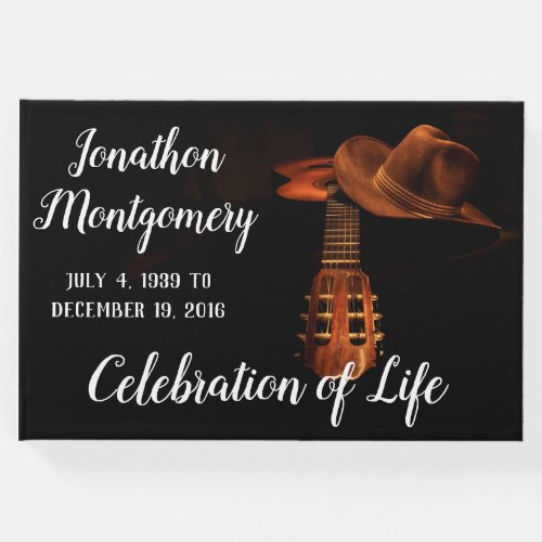 Photo Cowboy Hat and Guitar Celebration of Life Guest Book
