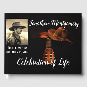 Photo, Cowboy Hat and Guitar Celebration of Life Guest Book
