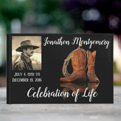 Photo Cowboy Hat and Rope Celebration of Life Guest Book
