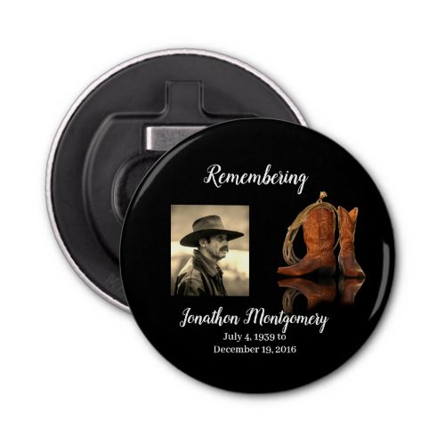 Photo Cowboy Hat and Rope Memorial  Bottle Opener