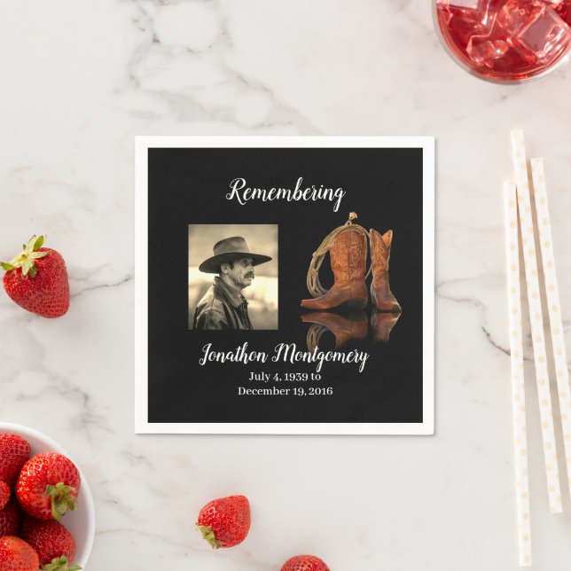 Photo, Cowboy Hat and Rope Memorial  Napkins (Insitu)