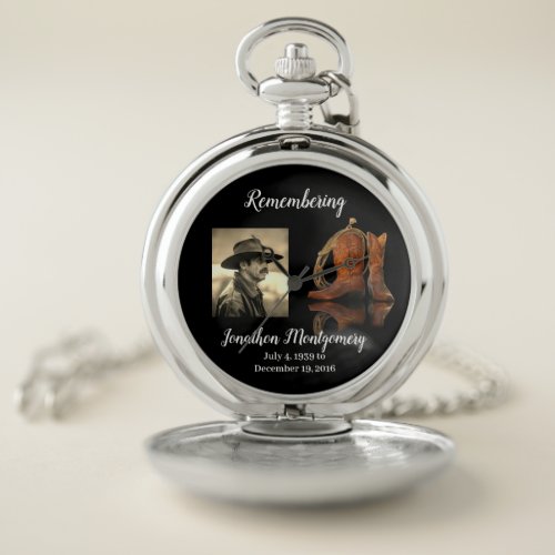 Photo Cowboy Hat and Rope Memorial  Pocket Watch