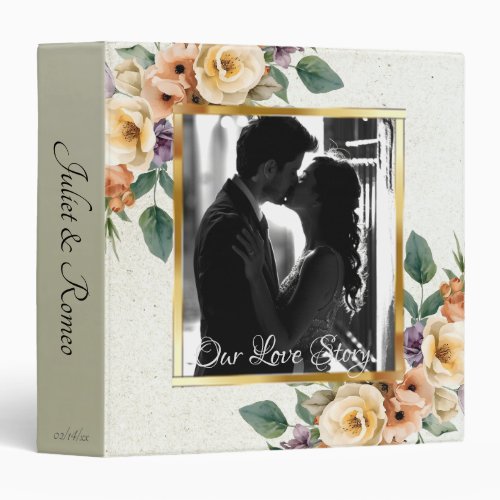 Photo &amp; Cream Floral Wedding Album - Cream 3 Ring Binder