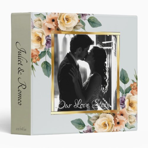 Photo &amp; Cream Floral Wedding Album - Pearl White 3 Ring Binder