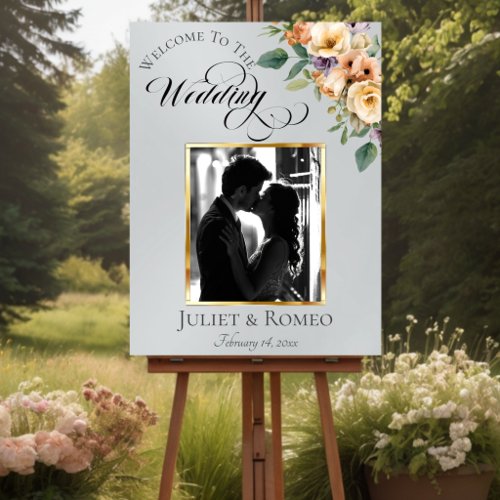 Photo &amp; Cream Floral Welcome - Silver Foam Board