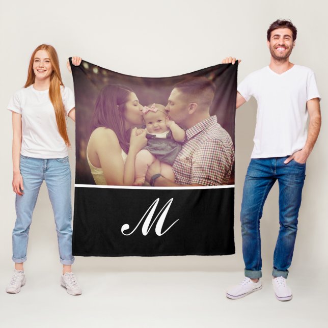Photo Create Your Own Monogram Initial Custom  Fleece Blanket (In Situ)