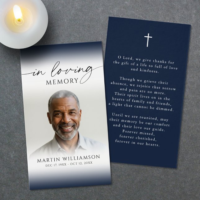 Photo Cross In Loving Memory Sympathy Prayer Card (Creator Uploaded)