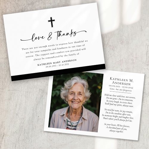 Photo Cross Love and Thanks Script Funeral