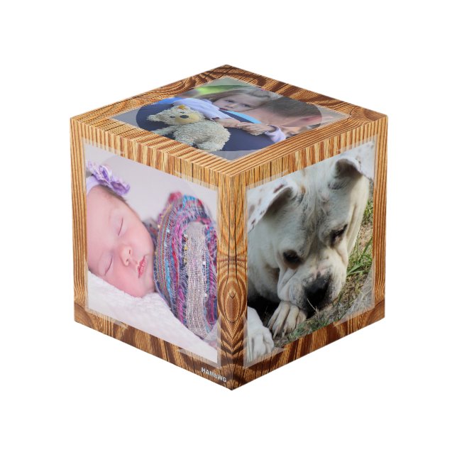 Photo Cube - Faux Wood Frame - HAMbWG (Front Angled)