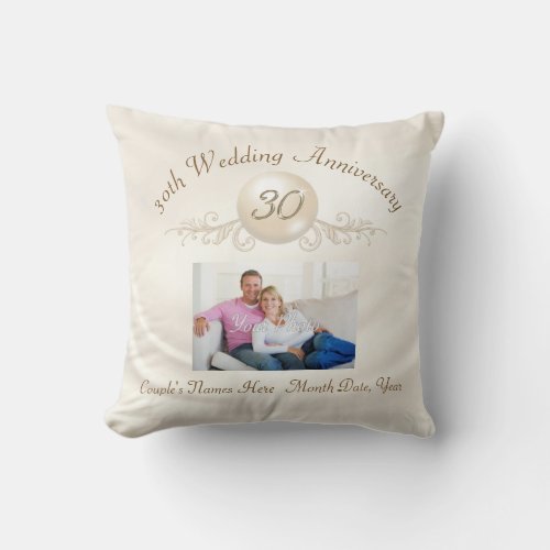 Photo Custom 30th Wedding Anniversary Presents Throw Pillow